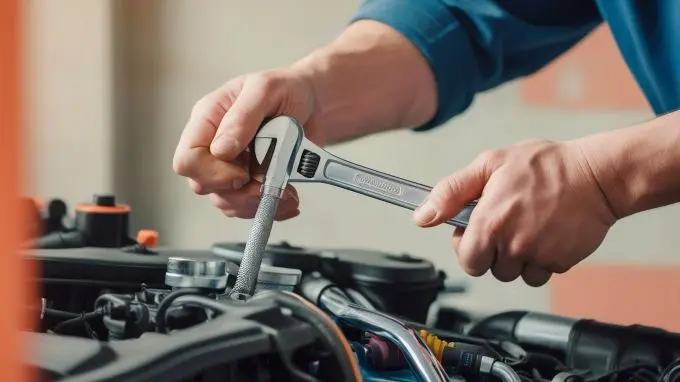 Mecanico-reparando-el-coche Mecánico reparando el motor